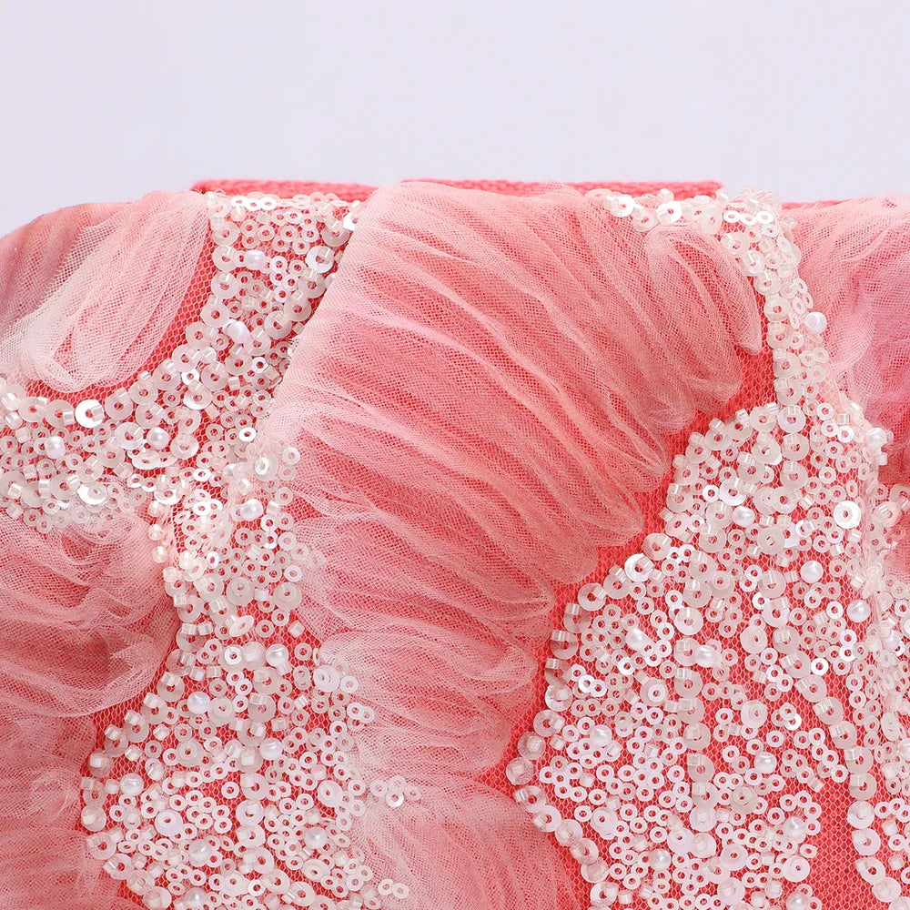 Wavy Beads Flower Clutch