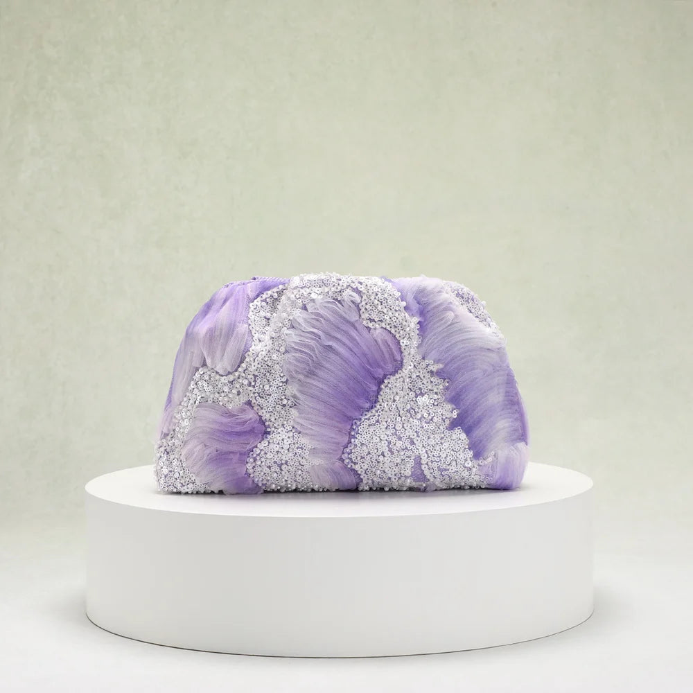Wavy Beads Flower Clutch